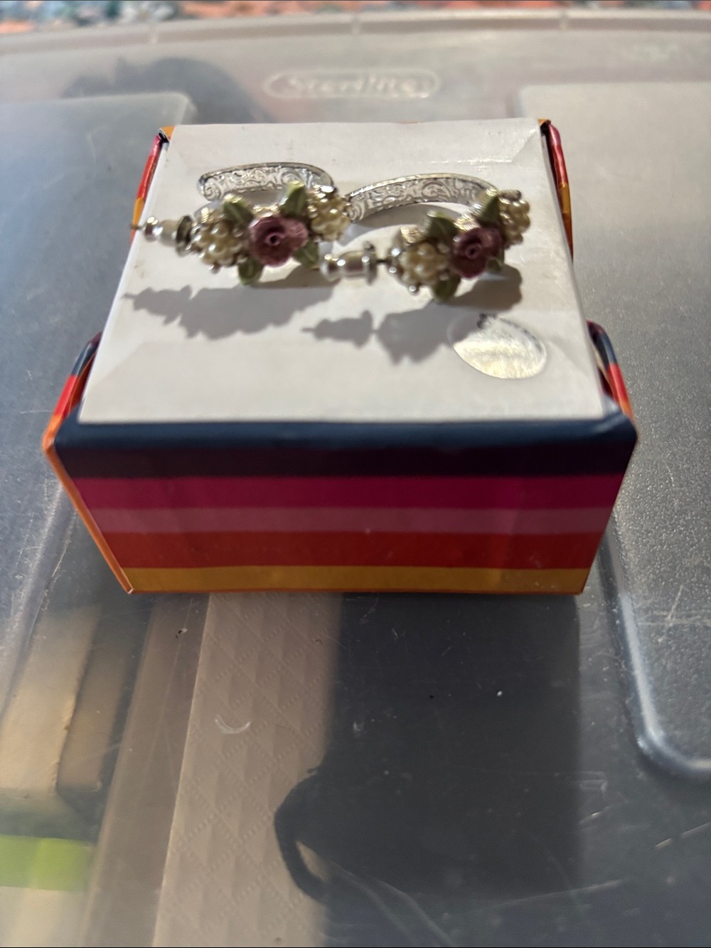 Handcrafted Pink Floral Hoop Earrings